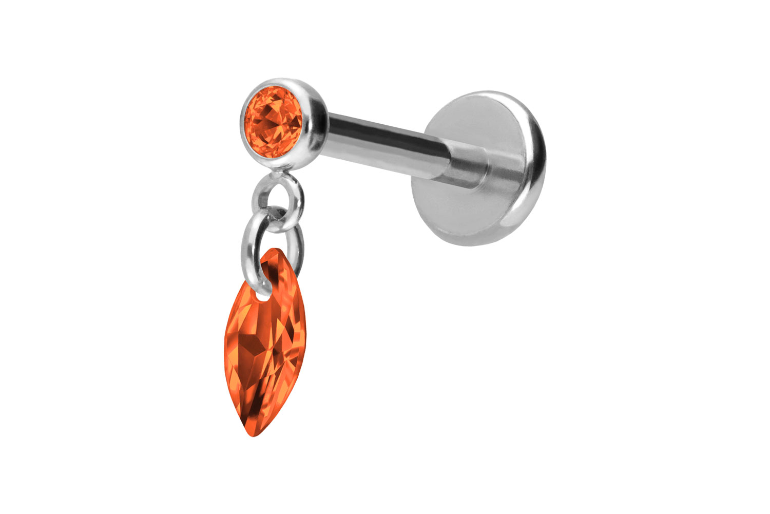 Titan Labret Piercing mit Push Fit KRISTALLOVAL